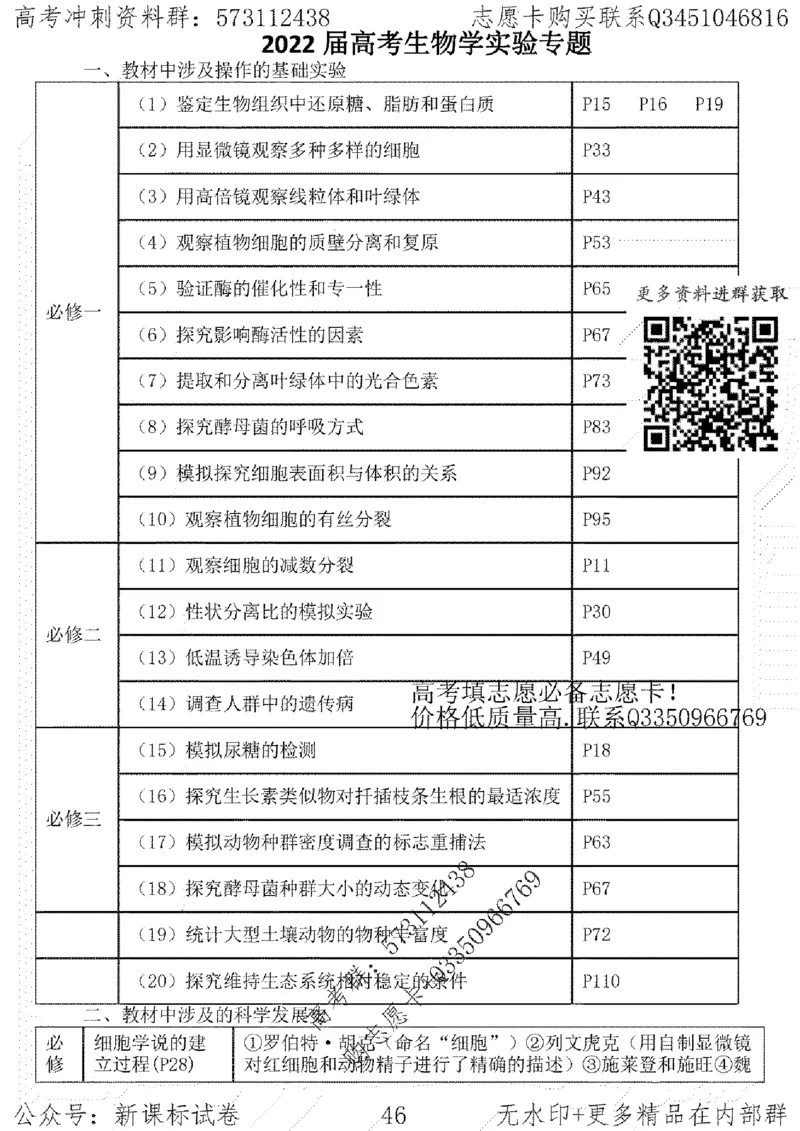 22生物考前指导-志愿卡_高中三年全科资料_高中_高中知识点整理_生物