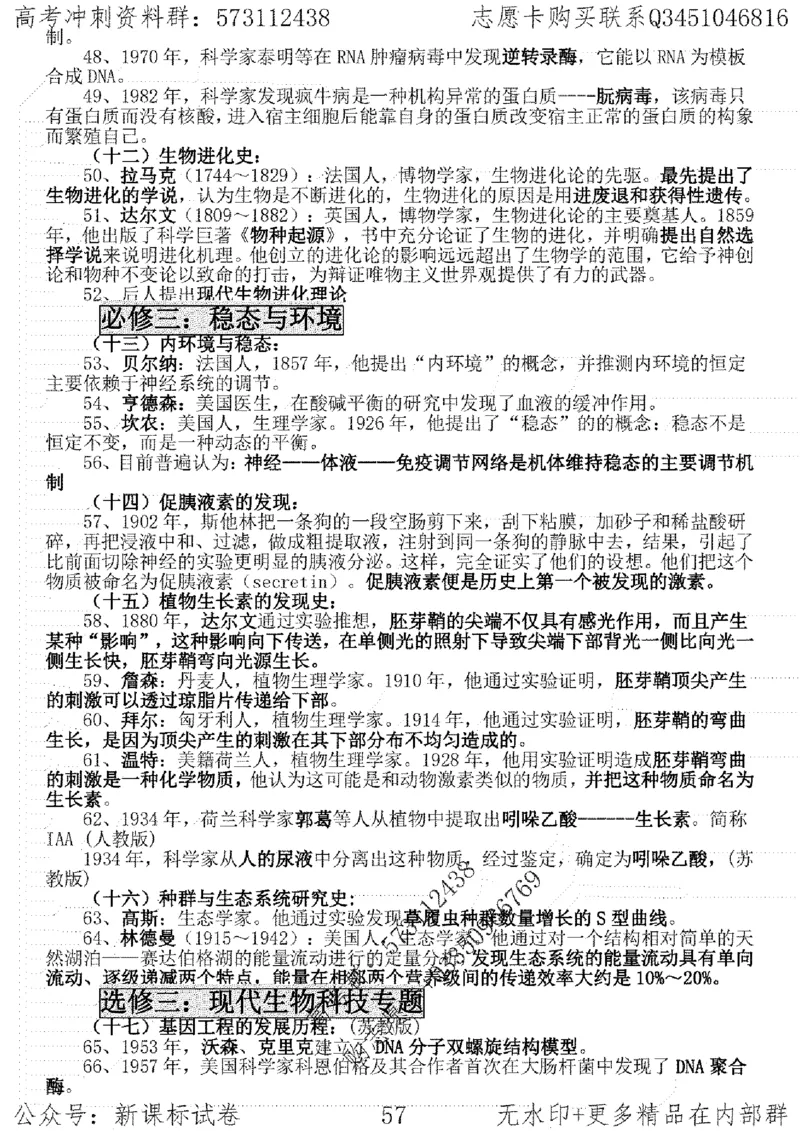 22生物考前指导-志愿卡_高中三年全科资料_高中_高中知识点整理_生物