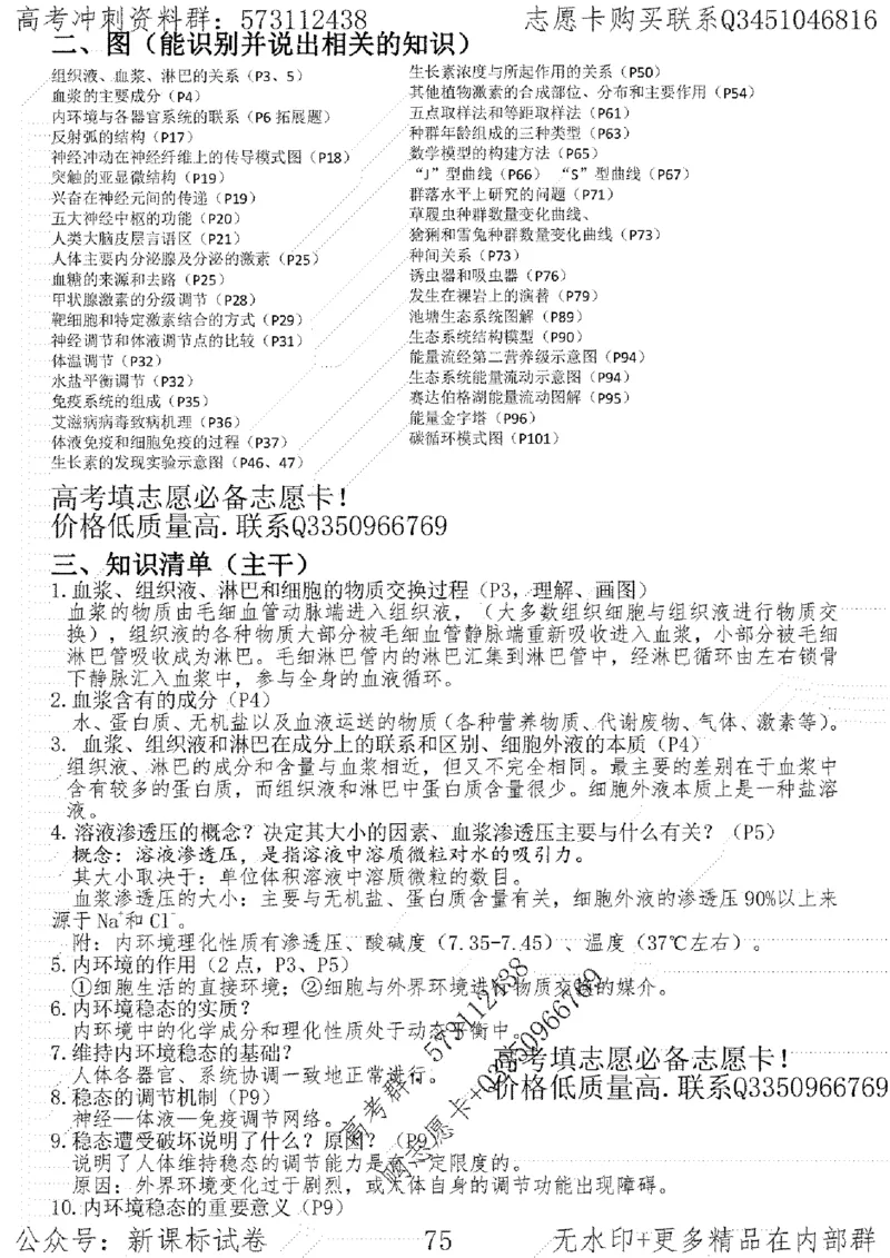 22生物考前指导-志愿卡_高中三年全科资料_高中_高中知识点整理_生物