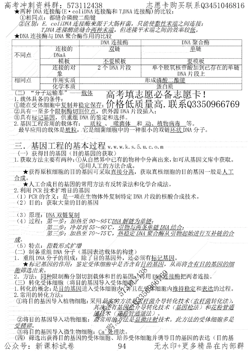 22生物考前指导-志愿卡_高中三年全科资料_高中_高中知识点整理_生物
