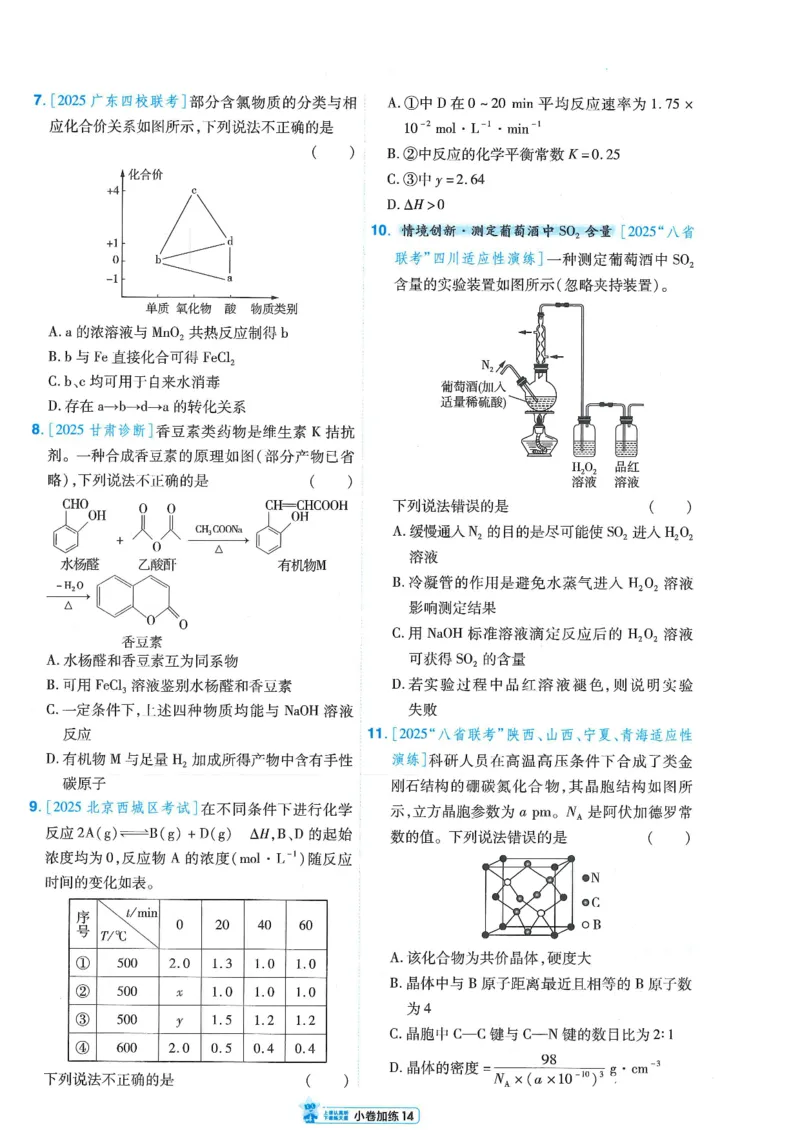 2小卷加练册新高考&middot;化学_高中三年全科资料_高中_2026版天星教育金考卷《小题狂练》9科全套_2026版金考卷小题狂练化学（新高考）