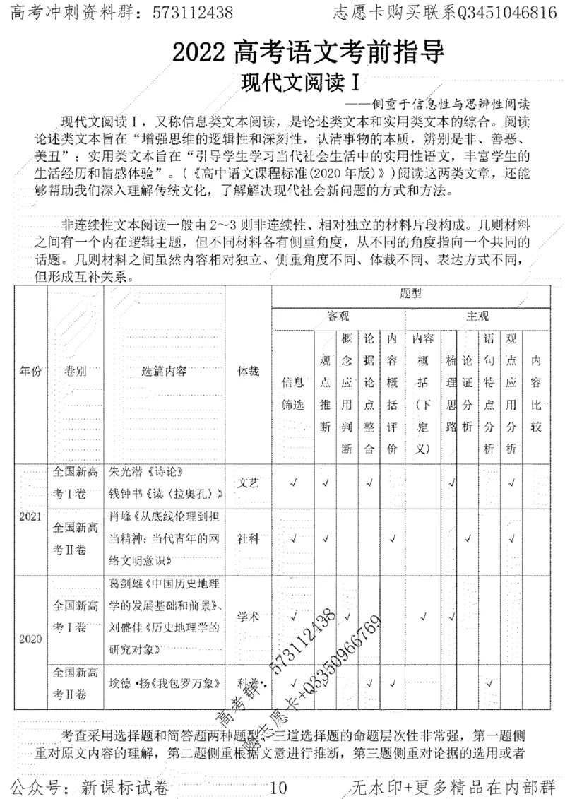 22语文考前指导-志愿卡_高中三年全科资料_高中_高中知识点整理_语文