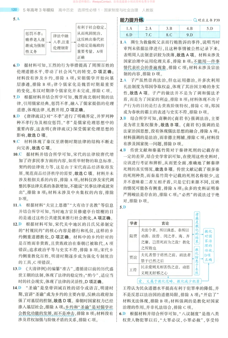 53同步历史选修1答案_高中三年全科资料_高中_2026《高中53同步练习》历史选修一