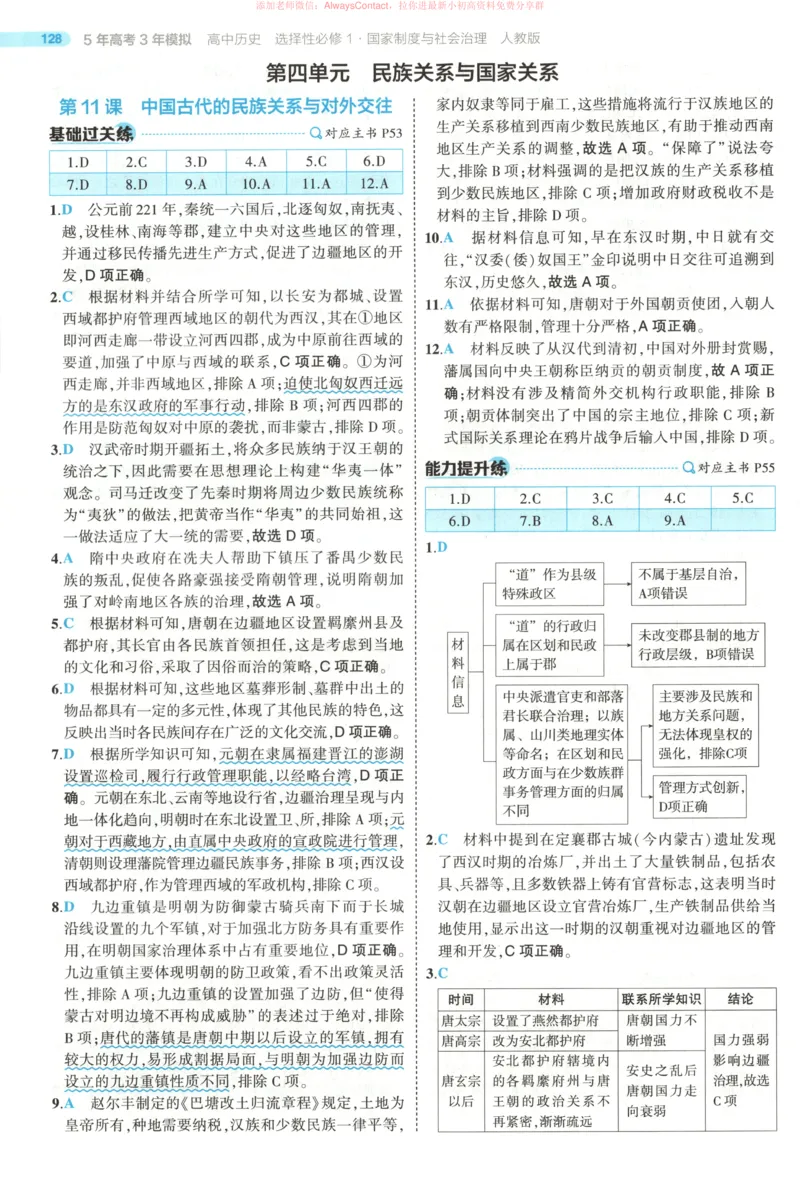 53同步历史选修1答案_高中三年全科资料_高中_2026《高中53同步练习》历史选修一