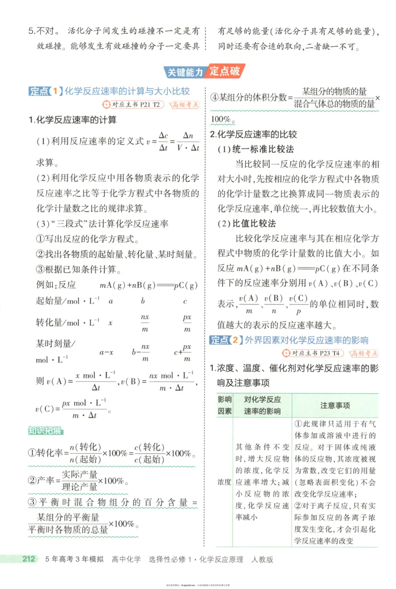 53同步化学选修1RJ疑难破_高中三年全科资料_高中_2026《高中53同步练习》化学选修一RJ