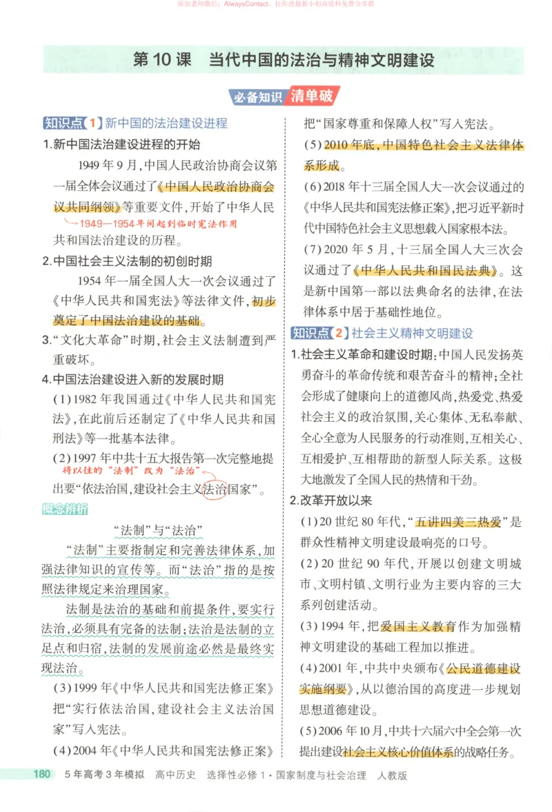 53同步历史选修1疑难破_高中三年全科资料_高中_2026《高中53同步练习》历史选修一