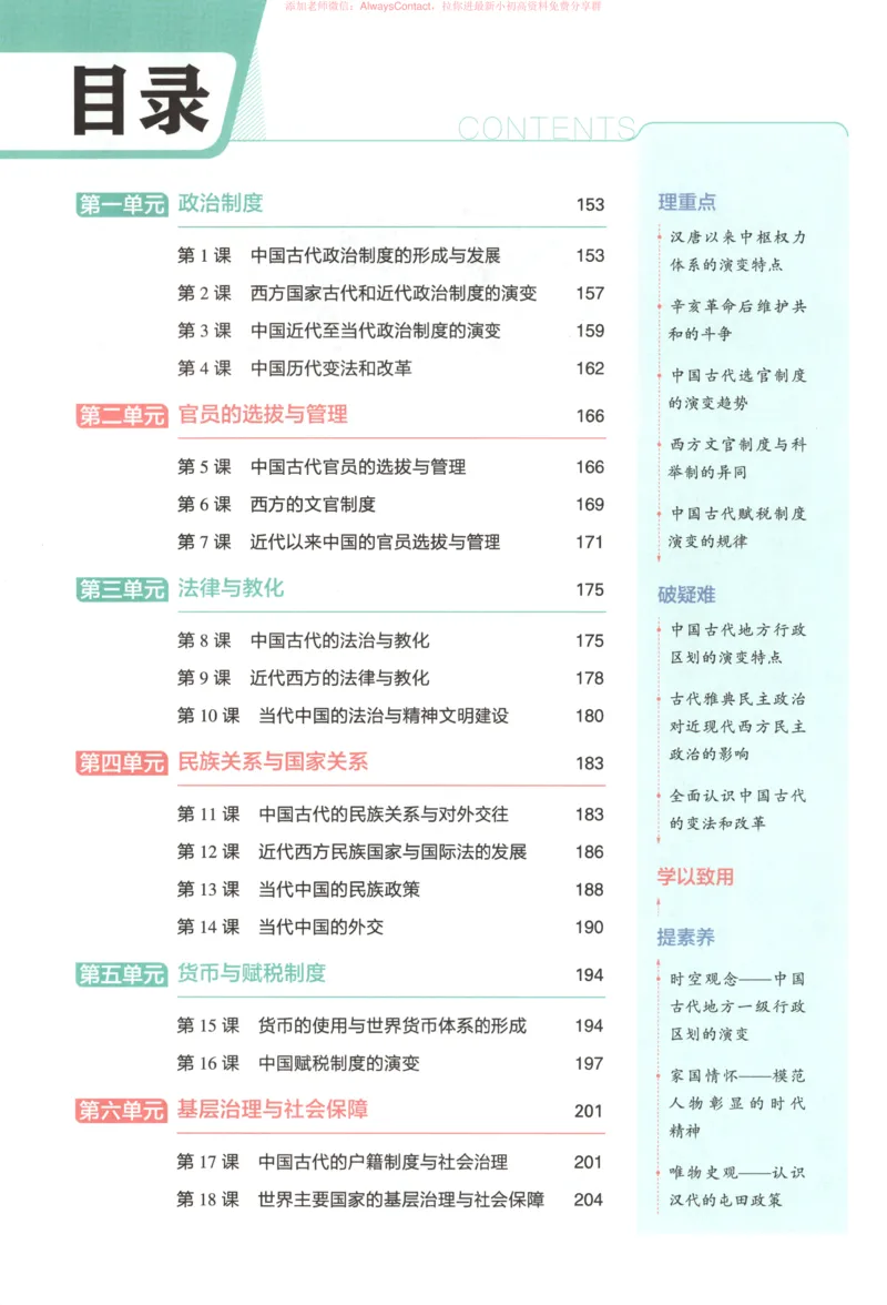 53同步历史选修1疑难破_高中三年全科资料_高中_2026《高中53同步练习》历史选修一