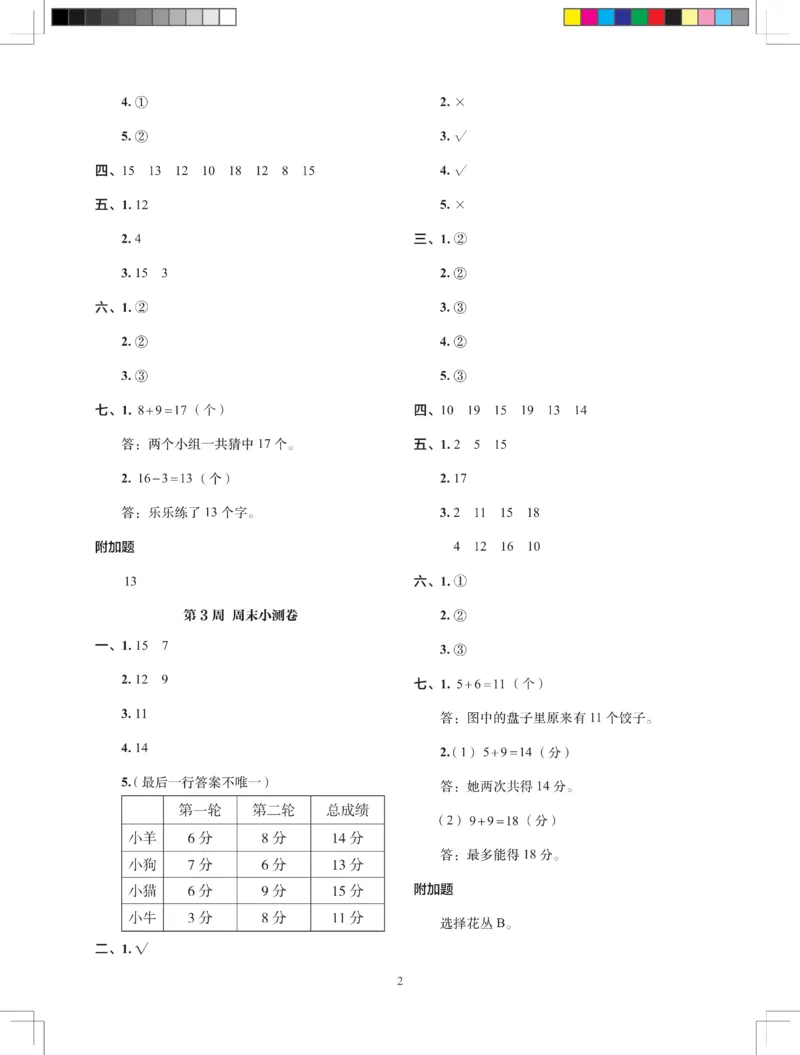 2026春+周末小测卷.数学一年级下册北师_2026春季学期_2026《学而思&bull;冲刺100分周末小测卷》（1-5年级下）（数学）（北师版）