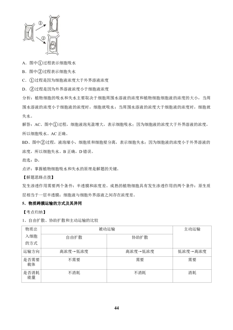 2025年菁优高考生物解密之细胞的物质运输_中考押题2026《中考押题》系列（9科全套实时更新中）_2026版中考《菁优系列》趋势分析+押题密卷+抢分秘籍+模拟考试_考点篇