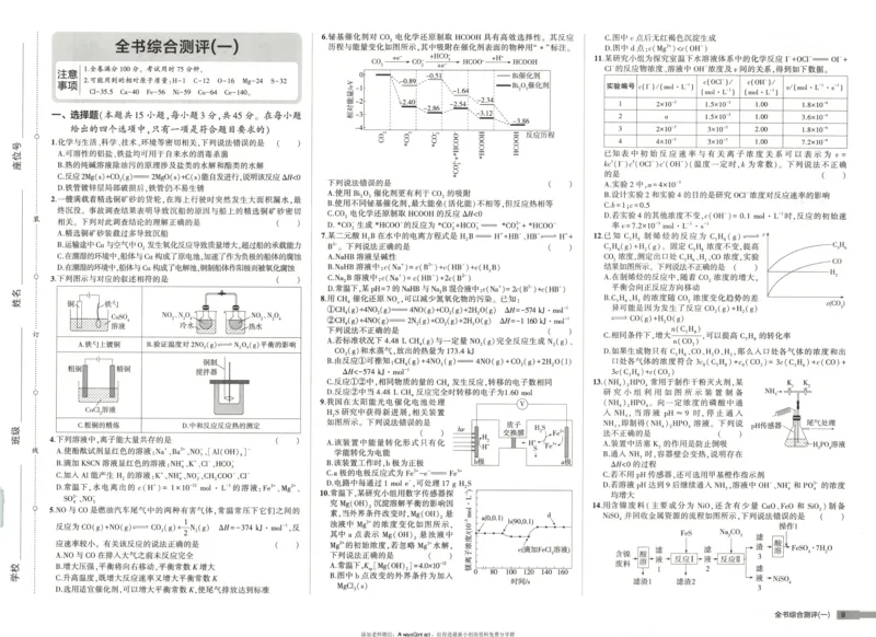 53同步化学选修1RJ增分测评卷_高中三年全科资料_高中_2026《高中53同步练习》化学选修一RJ