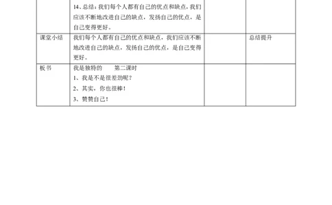 1我是独特的第二课时教案_A493小学道法_26新三年级道法下册（统编版）_版本一_部编版道德与法治3下_旧版_道法3下课件教案_01.道法3下第2套课件+核心素养教案