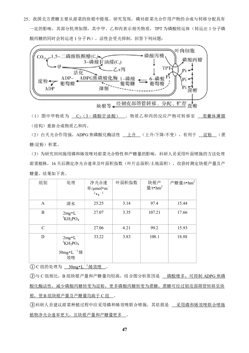 2025年菁优高考生物压轴训练6_中考押题2026《中考押题》系列（9科全套实时更新中）_2026版中考《菁优系列》趋势分析+押题密卷+抢分秘籍+模拟考试_0062025菁优高考解密汇编-生物_压轴篇