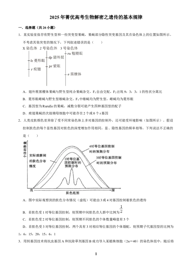 2025年菁优高考生物解密之遗传的基本规律_中考押题2026《中考押题》系列（9科全套实时更新中）_2026版中考《菁优系列》趋势分析+押题密卷+抢分秘籍+模拟考试_考点篇