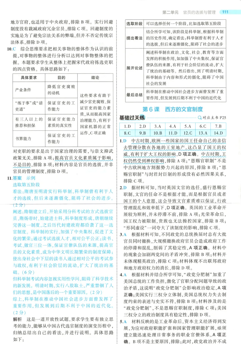 53同步历史选修1答案(1)_高中三年全科资料_高中_高中1_2026版高中《5高考3年模拟》同步版（9科必修+选修）（人教）_2026《高中53同步练习》历史选修一