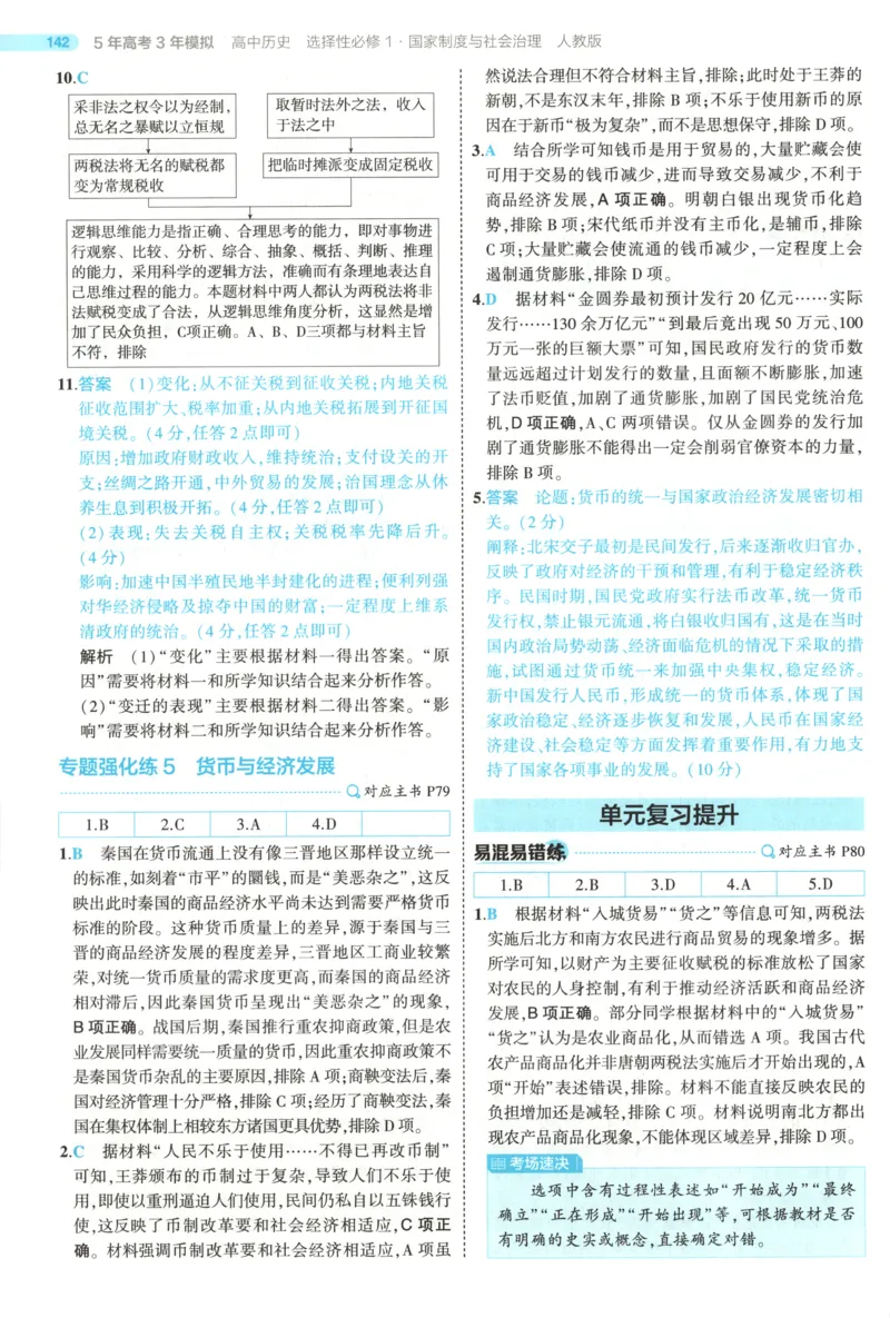 53同步历史选修1答案(1)_高中三年全科资料_高中_高中1_2026版高中《5高考3年模拟》同步版（9科必修+选修）（人教）_2026《高中53同步练习》历史选修一