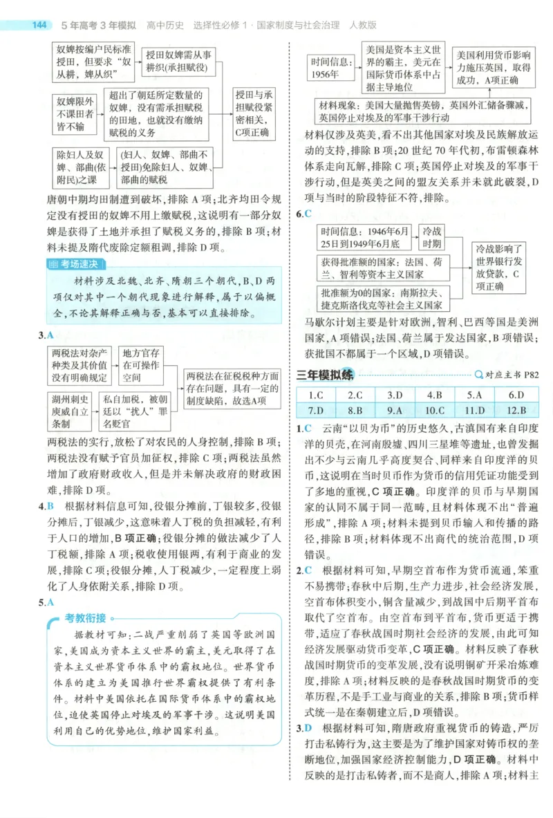 53同步历史选修1答案(1)_高中三年全科资料_高中_高中1_2026版高中《5高考3年模拟》同步版（9科必修+选修）（人教）_2026《高中53同步练习》历史选修一