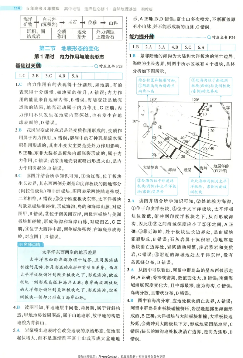 53同步地理选修1XJ答案_高中三年全科资料_高中_2026《高中53同步练习》地理选修一XJ