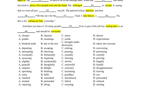 2021全国乙卷完形填空_完形填空真题精练c