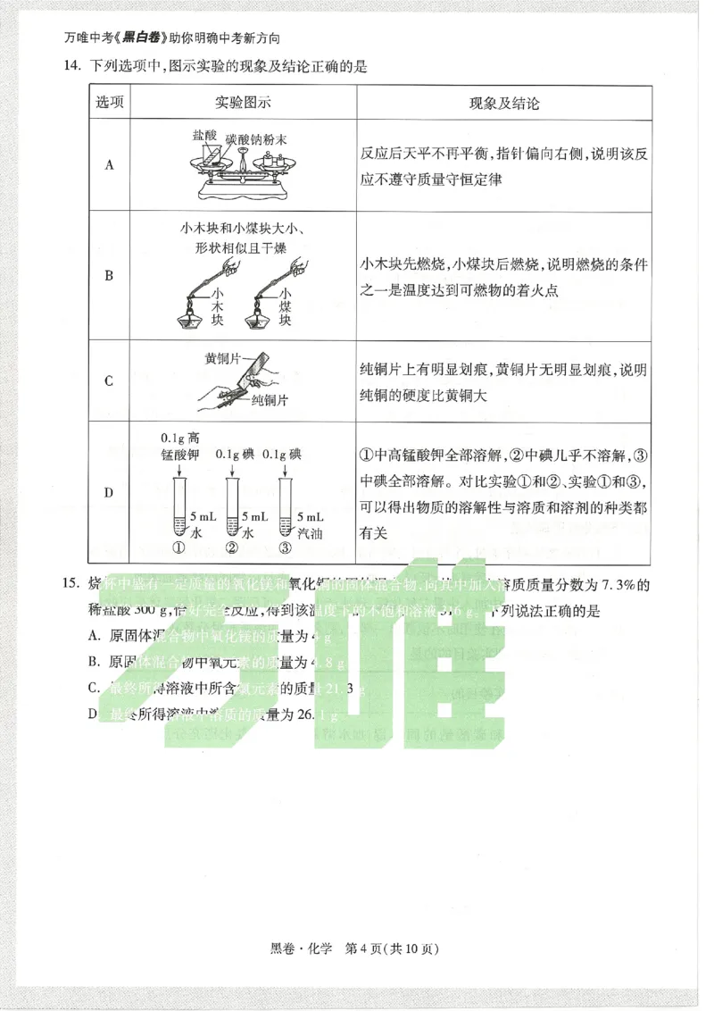 2026《万唯中考&bull;天津黑白卷》化学黑卷_中考押题2026《中考押题》系列（9科全套实时更新中）_万唯2026版初中《万唯黑白卷》7科全套（天津）_2026《万唯中考&bull;天津黑白卷》化学