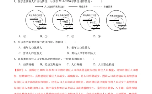 专题07人口与城市易错突破（6大易错）-备战2024年高考地理考试易错题（全国通用）（解析版）_高中三年全科资料_高中_15高中全科《高考易错题》2025版_教师版（含答案解析）