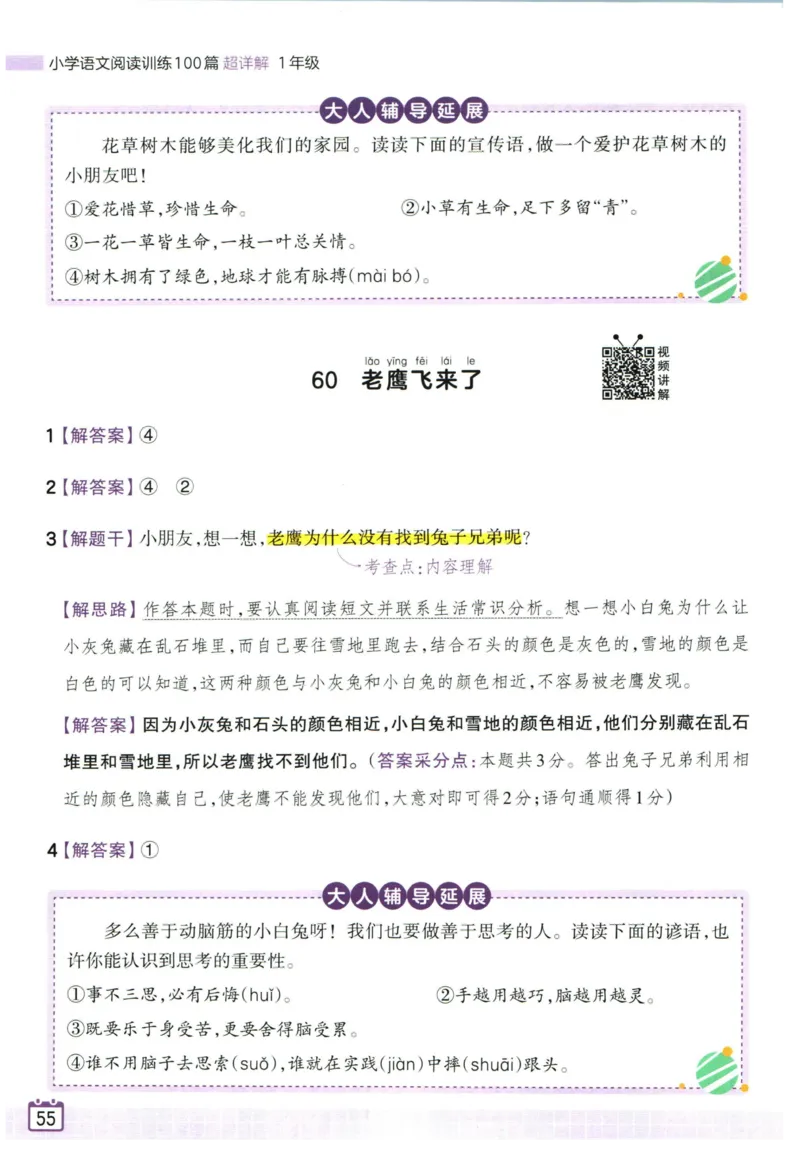 25版《王朝霞阅读训练100篇超详解》1年级_2026春小学教辅大合集_8-26春《王朝霞》系列_05.《WZX阅读训练100篇超详解》1-6年级语文阅读理解练习