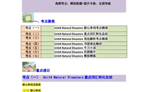 专题15Unit4NaturalDisasters核心单词、短语、亮句精讲+名校新真题精练_高中三年全科资料_高中_高中1_2025高一高二英语暑假提升精品讲义（人教版）