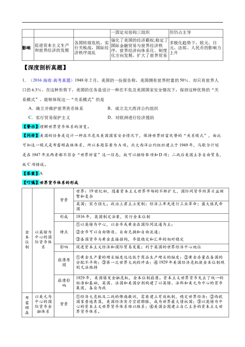 专题17世界现代史（选必贯通部分）（3大考点5个易错点）（原卷版）_高中三年全科资料_高中_15高中全科《高考易错题》2025版_高考历史备战2025年高考易错题（新高考专用）