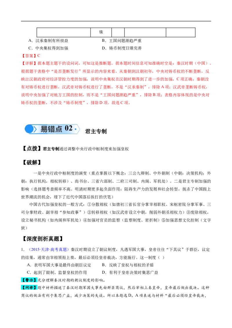 专题01先秦至秦汉：从中华文明起源到统一多民族封建国家的建立和巩固（解析版）_高中三年全科资料_高中_15高中全科《高考易错题》2025版_易错知识点梳理_教师版（含答案解析）
