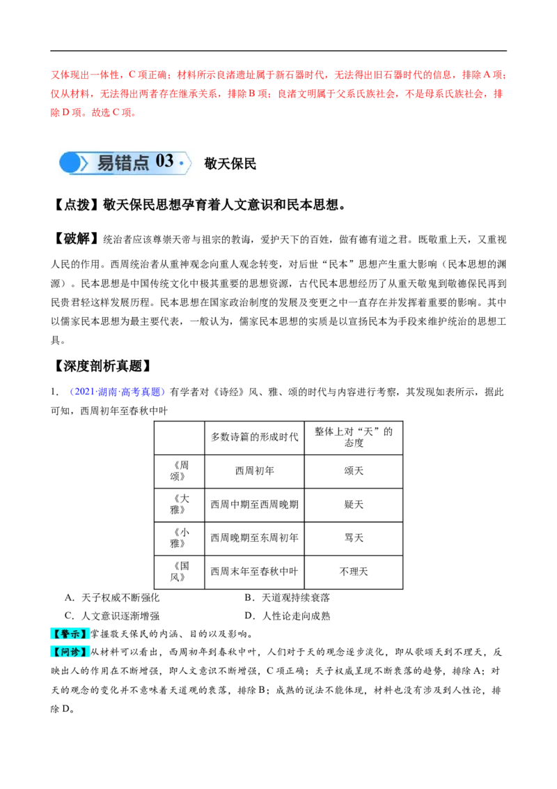 专题01先秦至秦汉：从中华文明起源到统一多民族封建国家的建立和巩固（解析版）_高中三年全科资料_高中_15高中全科《高考易错题》2025版_易错知识点梳理_教师版（含答案解析）
