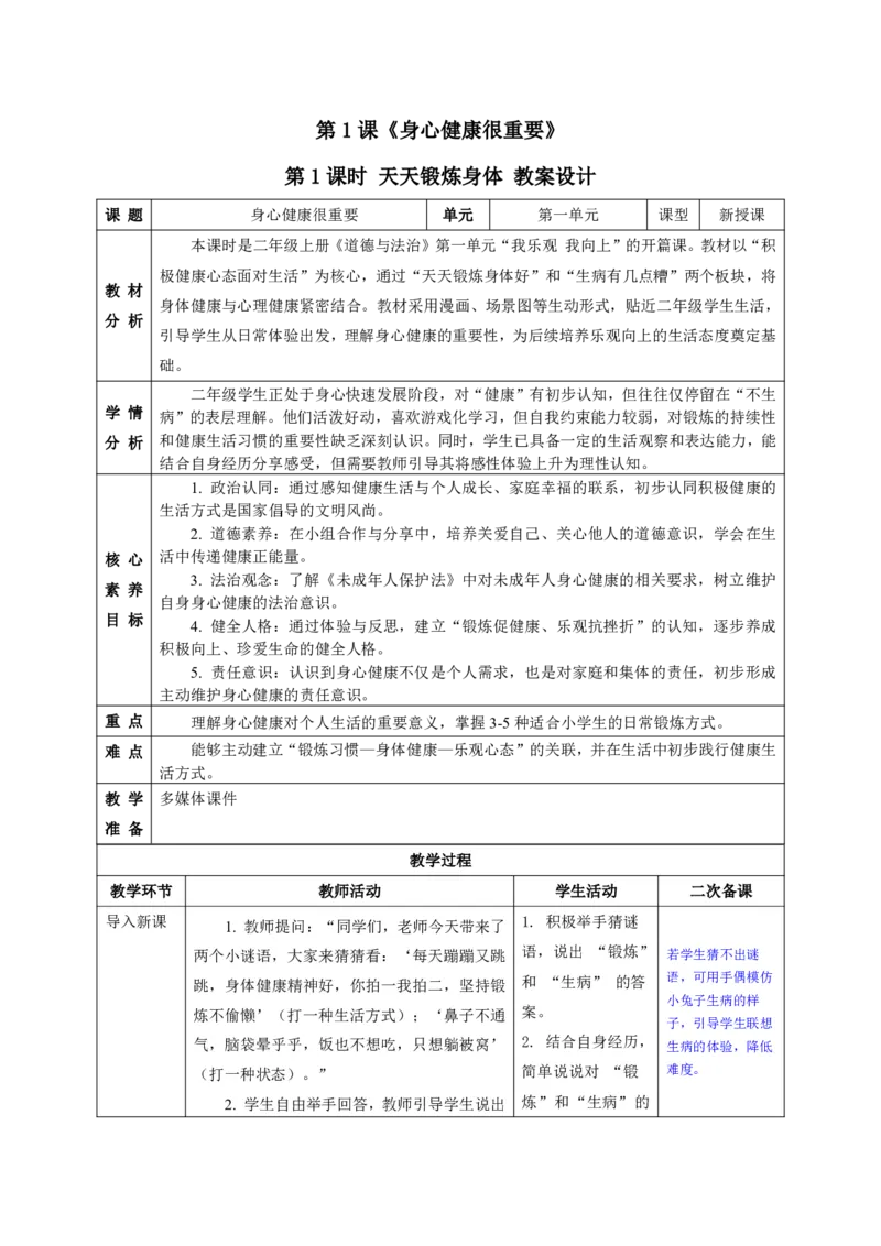 26年春季道德与法治二年级下册（32课时）教案+二次备课+教学反思(1)(1)_26新二年级道法下册（统编版）_版本一_部编版道德与法治2下_2026春新版