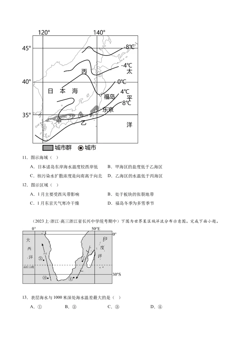 专题04地球上的水易错突破（4大易错）-备战2024年高考地理考试易错题（全国通用）（原卷版）_高中三年全科资料_高中_15高中全科《高考易错题》2025版