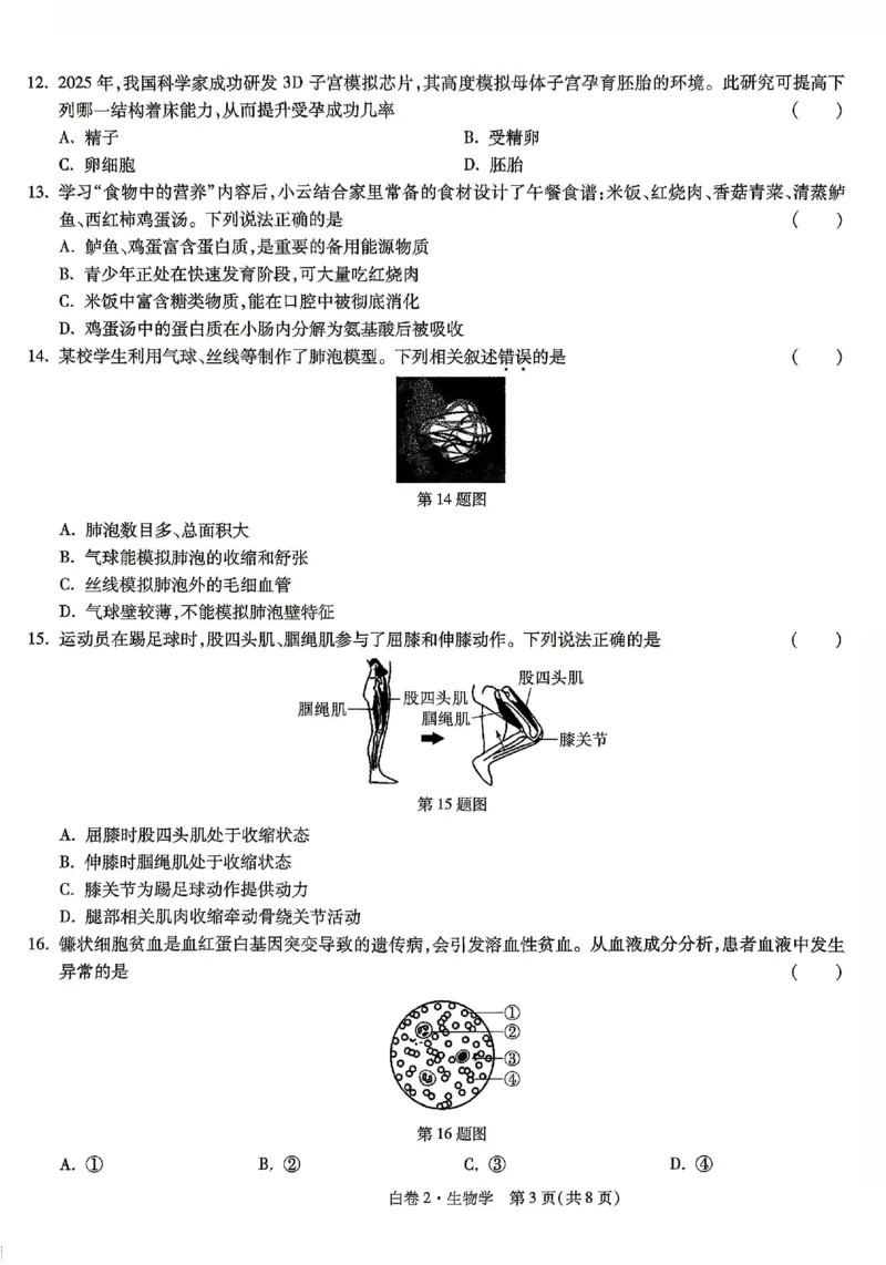 2026《万唯中考&bull;云南生地黑白卷》生物白卷_中考押题2026《中考押题》系列（9科全套实时更新中）_万唯2026版初中《万唯黑白卷》地生（云南）
