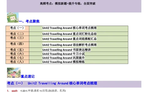 专题13Unit2TravellingAround核心单词、短语、亮句精讲+名校新真题精练-解析版_高中三年全科资料_高中_高中1_2025高一高二英语暑假提升精品讲义（人教版）