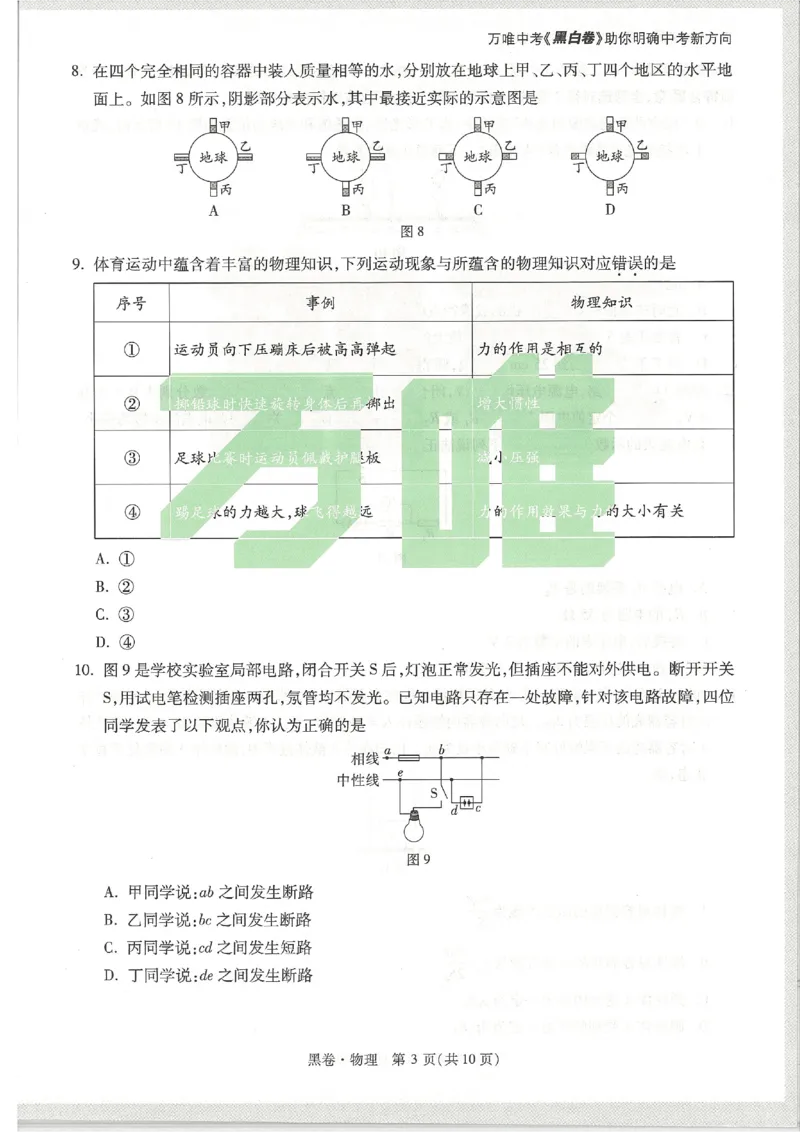 2026《万唯中考&bull;天津黑白卷》物理黑卷_中考押题2026《中考押题》系列（9科全套实时更新中）_万唯2026版初中《万唯黑白卷》7科全套（天津）_2026《万唯中考&bull;天津黑白卷》物理