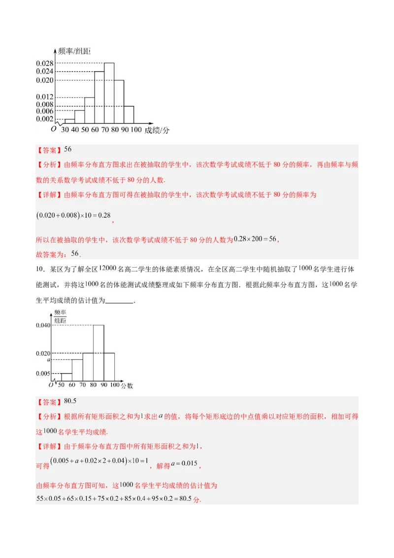专题13统计（5大易错点分析+解题模板+举一反三+易错题通关）-备战2024年高考数学考试易错题（新高考专用）（解析版）_高中三年全科资料_高中_15高中全科《高考易错题》2025版