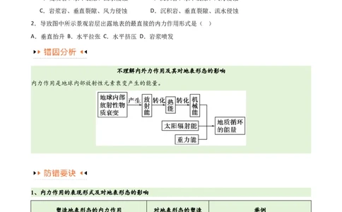 专题05地质地貌易错突破（4大易错）-备战2024年高考地理考试易错题（全国通用）（原卷版）_高中三年全科资料_高中_15高中全科《高考易错题》2025版