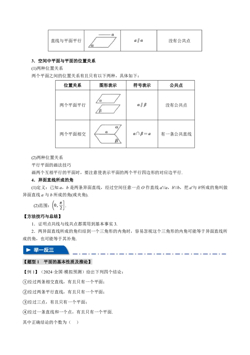 专题7.2空间点、直线、平面之间的位置关系八大题型（原卷版）_高中三年全科资料_高中_高中1_2026版高考《举一反三》一轮复习专练（新高考数学专用）