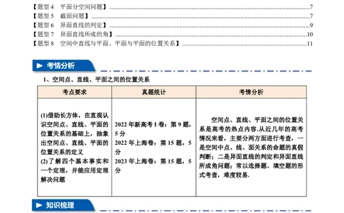 专题7.2空间点、直线、平面之间的位置关系八大题型（原卷版）_高中三年全科资料_高中_高中1_2026版高考《举一反三》一轮复习专练（新高考数学专用）