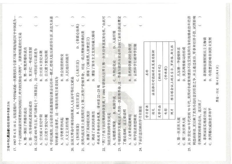 2026《万唯中考&bull;天津黑白卷》历史黑卷_中考押题2026《中考押题》系列（9科全套实时更新中）_万唯2026版初中《万唯黑白卷》7科全套（天津）_2026《万唯中考&bull;天津黑白卷》历史