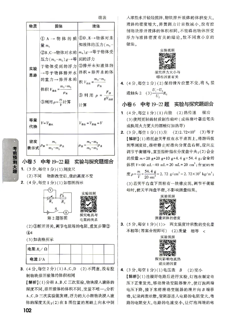2026《万唯中考&bull;北京黑白卷》物理考前预测大题答案_中考押题2026《中考押题》系列（9科全套实时更新中）_万唯2026版初中《万唯黑白卷》5科全套（北京）