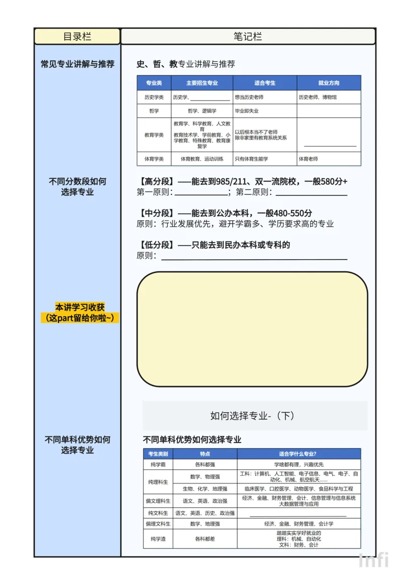 《如何选择专业》课程笔记_高中三年全科资料_高中_2026版《李辉英语》讲义_高三讲义_规划师福利（辉哥）_专业&院校规划资料