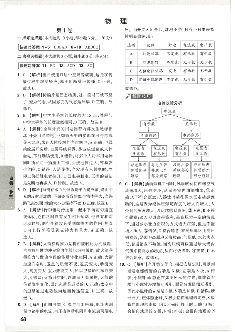 2026《万唯中考&bull;天津黑白卷》物理白卷答案_中考押题2026《中考押题》系列（9科全套实时更新中）_万唯2026版初中《万唯黑白卷》7科全套（天津）