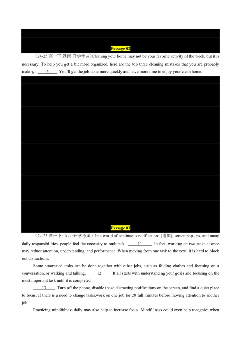 专题09七选五满分方程式(语篇衔接与逻辑匹配特训-原卷版_高中三年全科资料_高中_高中1_2025高一高二英语暑假提升精品讲义（人教版）_2025《高中英语&bull;暑假提升精品讲义》高一(人教版2019)