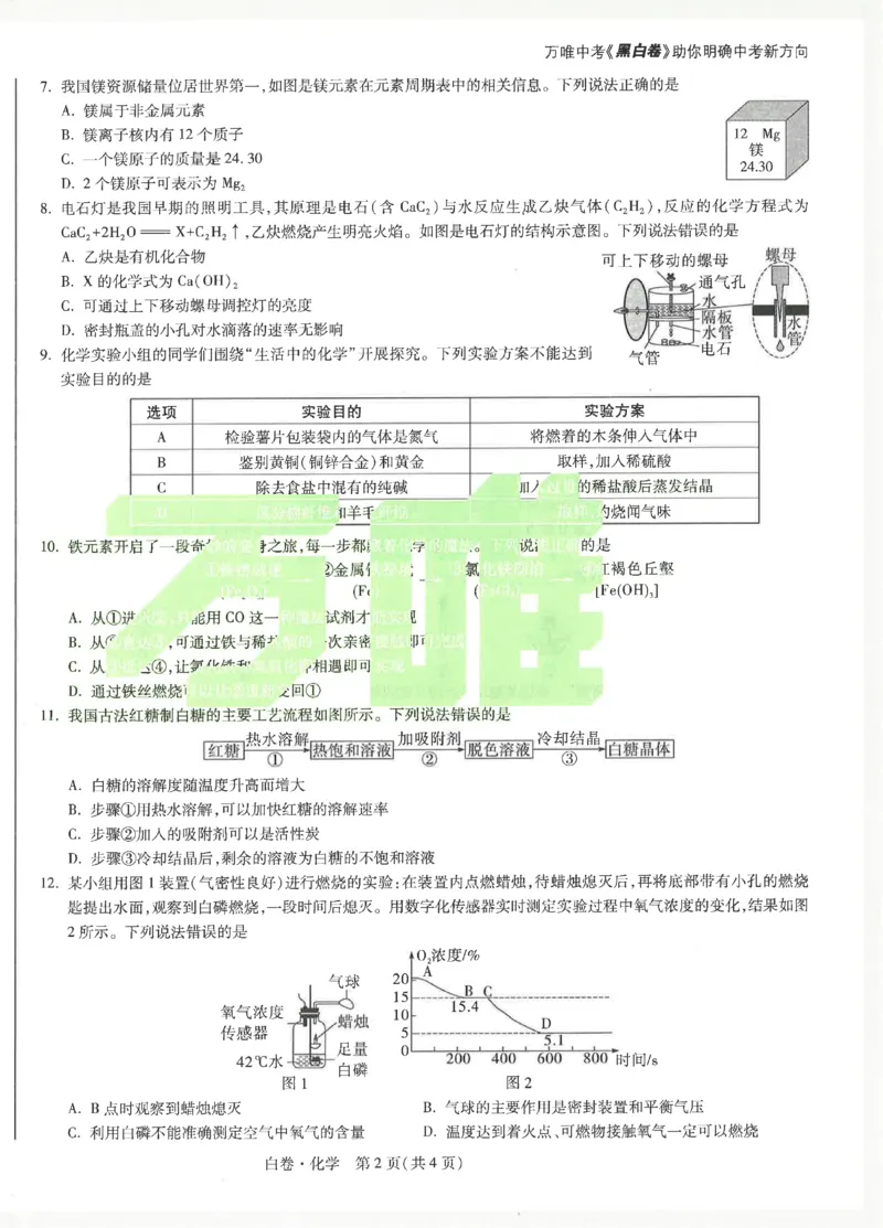 2026《万唯中考&bull;安徽黑白卷》化学白卷_中考押题2026《中考押题》系列（9科全套实时更新中）_万唯2026版初中《万唯黑白卷》7科全套（安徽）_2026《万唯中考&bull;安徽黑白卷》化学