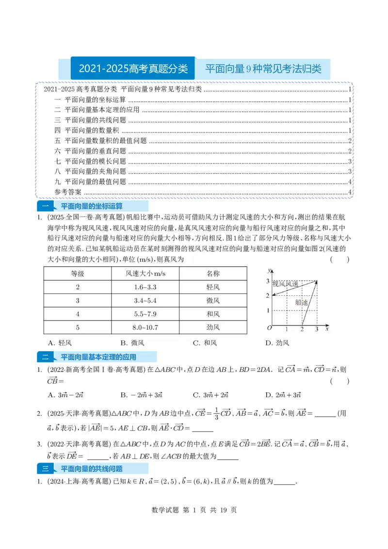 专题09平面向量9种常见考法归类（全国通用）（学生版）_高中三年全科资料_高中_高中1_2021-2025高考数学五年真题分类汇编