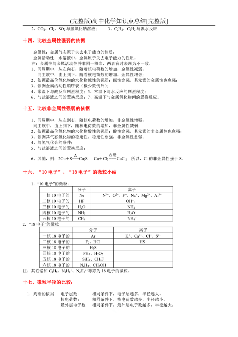 一轮复习必备-高中化学知识汇总_高中三年全科资料_高中三年全科资料_化学