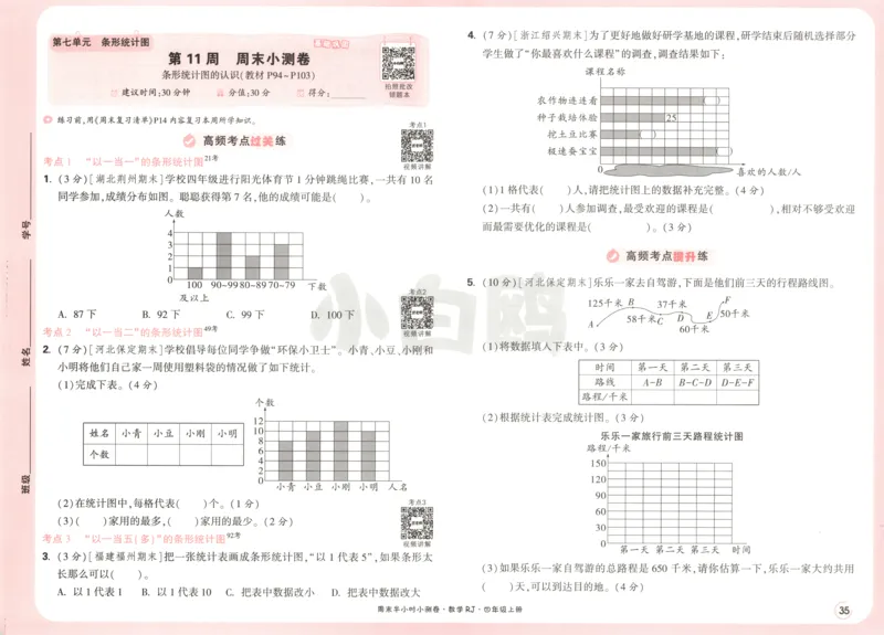 25秋《周末小测卷》4年级上册数学人教版试卷_周末预测小卷_2026《一本&bull;周末小测卷》（1-6年级下）（数学）（人教版）_赠送：2026小白鸥周末小测卷数学1-6年级上册