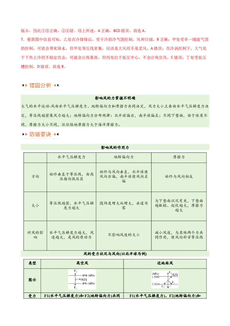 专题03大气运动易错突破（解析版）_高中三年全科资料_高中_15高中全科《高考易错题》2025版_高考地理备战2025年高考易错题（新高考专用）_教师版（含答案解析）