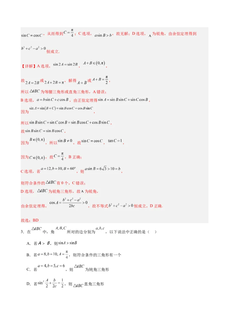 专题06解三角形及应用（3大易错点分析+解题模板+举一反三+易错题通关）-备战2024年高考数学考试易错题（新高考专用）（解析版）_高中三年全科资料_高中_答案解析版