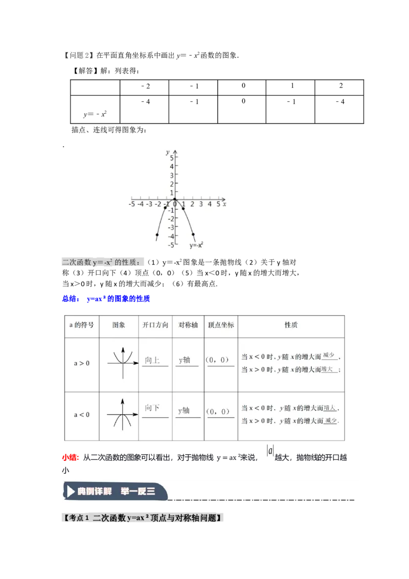 22.1.2.1二次函数y=ax&sup2;的图象和性质（知识解读+达标检测）（教师版）_人教版数学九年级上册_版本二_九年级数学上册（人教版）_知识解读与题型专练-V14_2025版